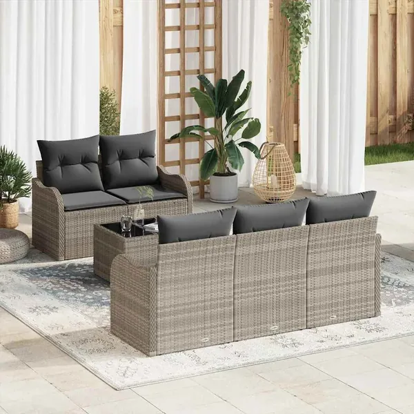 Ensemble de canapé de jardin Gris clair polyrotin