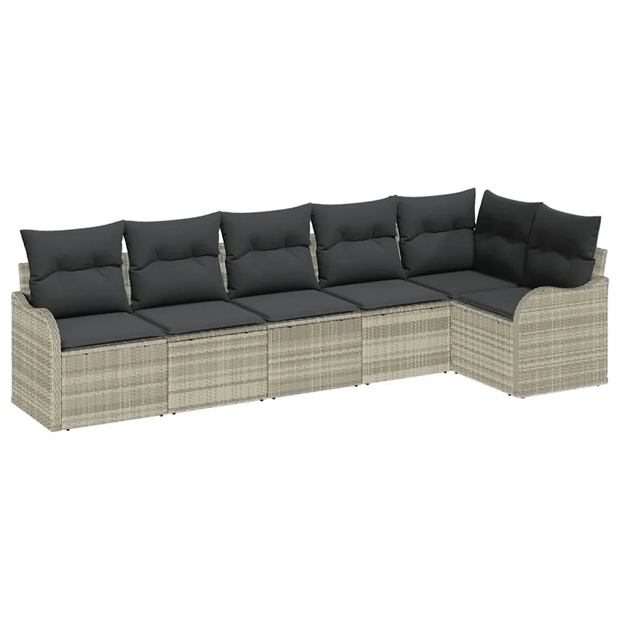 Ensemble de canapé de jardin 6 pcs Gris clair polyrotin - 2