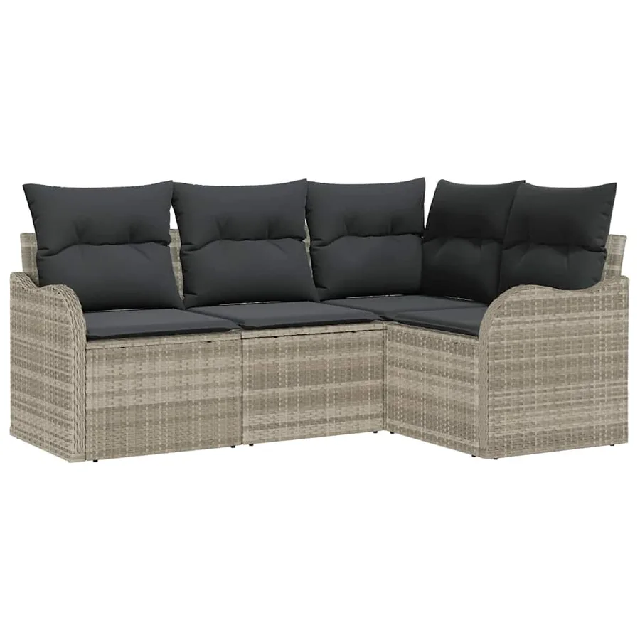 Ensemble de canapé de jardin 4 pcs Gris clair polyrotin - 2