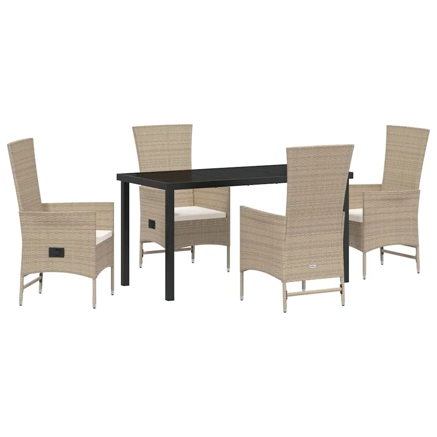 Ensemble de salle à manger pour jardin 5 pcs Beige polyrotin - 2