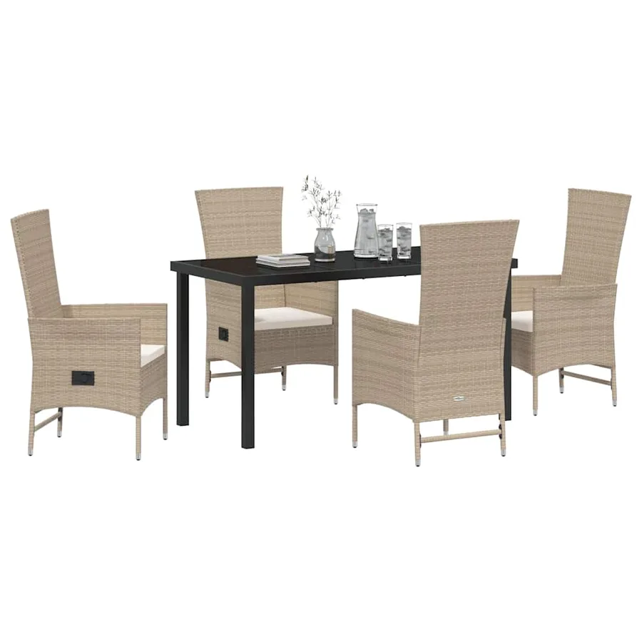 Ensemble de salle à manger pour jardin 5 pcs Beige polyrotin - 3