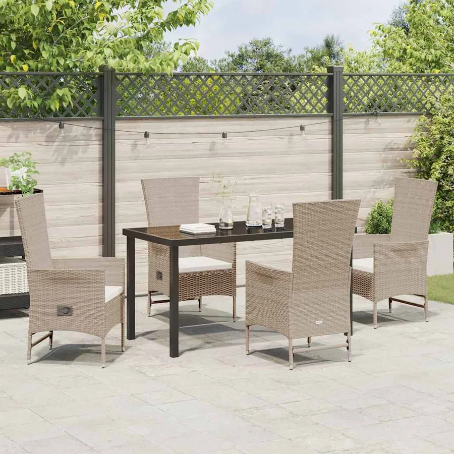 Ensemble de salle à manger pour jardin 5 pcs Beige polyrotin - 4