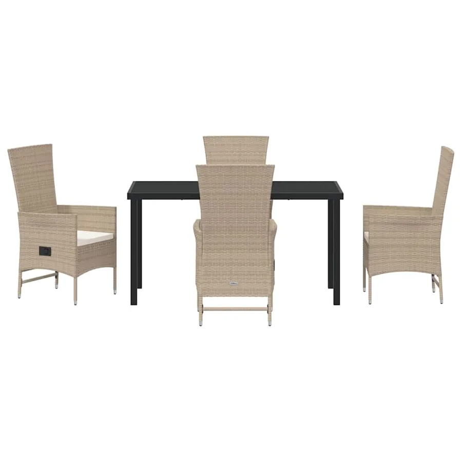 Ensemble de salle à manger pour jardin 5 pcs Beige polyrotin - 7
