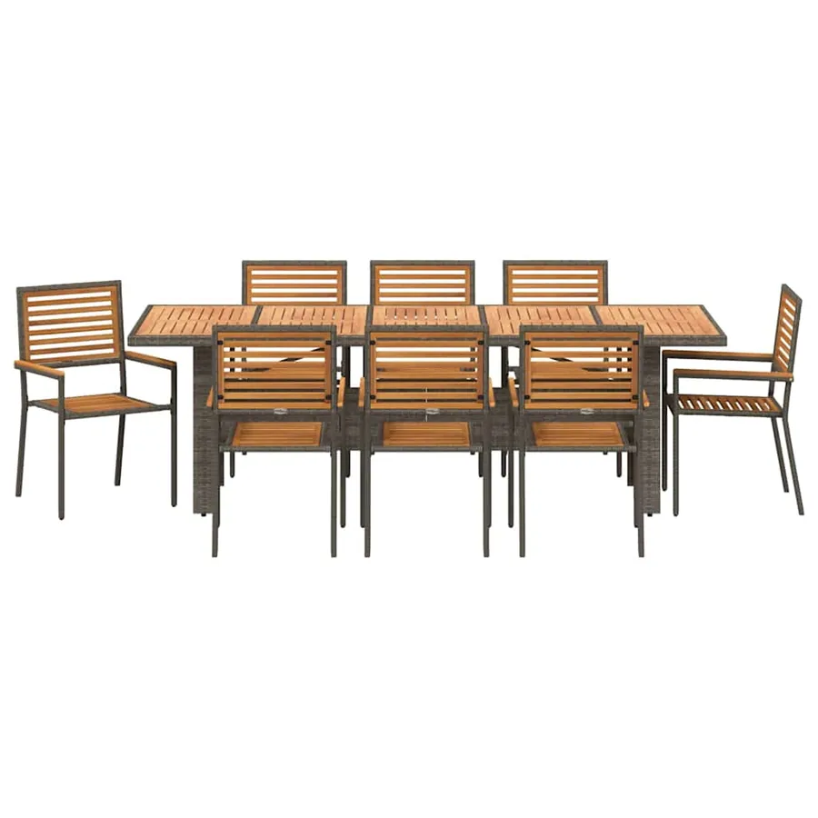 Ensemble de salle à manger pour jardin 9 pcs Gris et marron - 7
