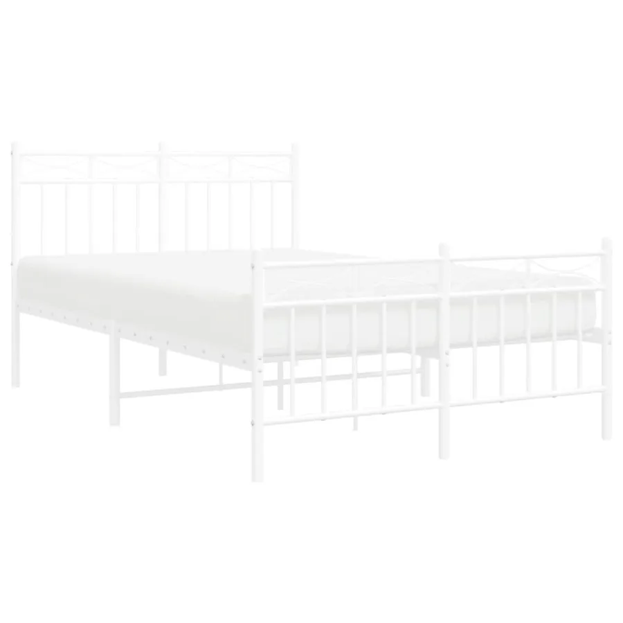 Cadre de lit métal sans matelas et pied de lit blanc 120x190 cm - 3