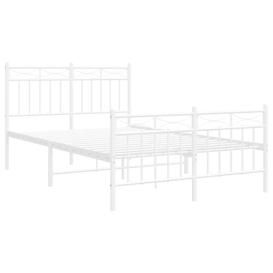 Cadre de lit métal sans matelas et pied de lit blanc 120x190 cm - 4
