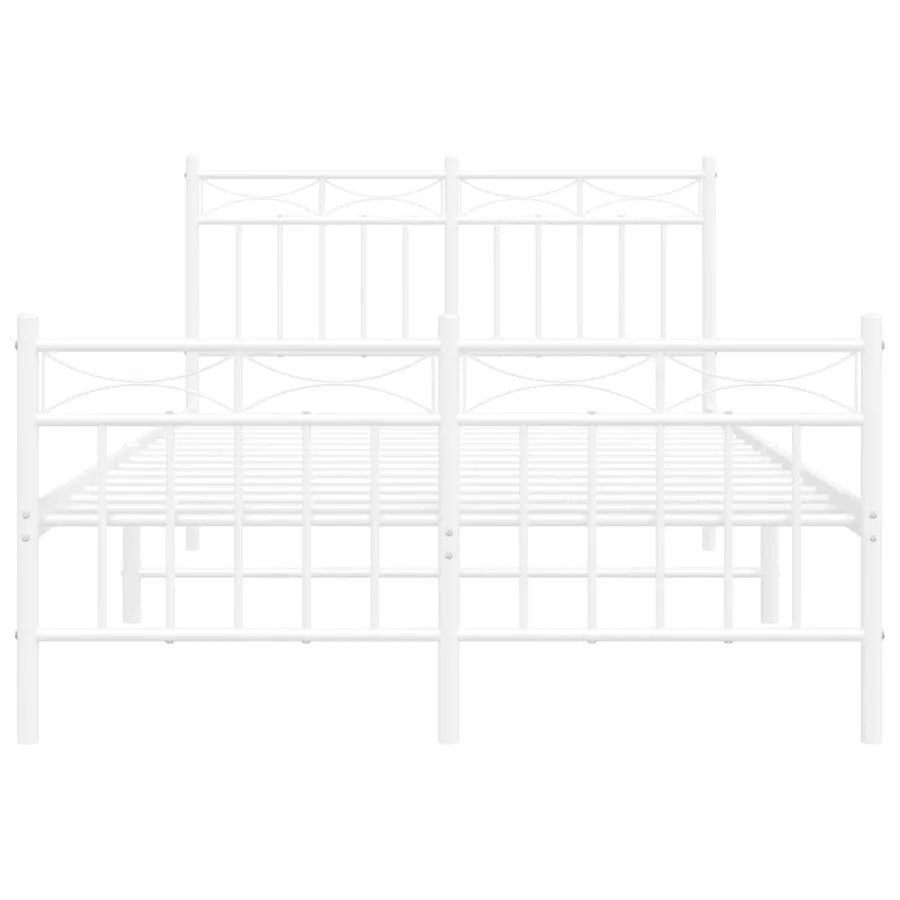 Cadre de lit métal sans matelas et pied de lit blanc 120x190 cm - 5