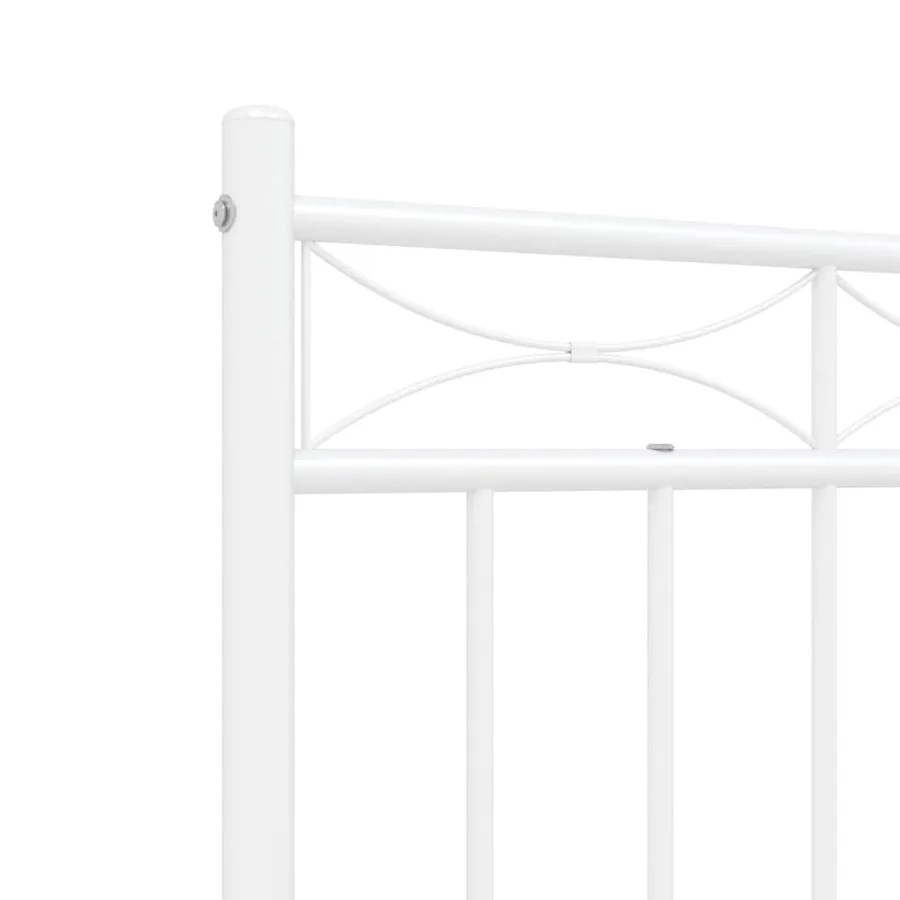 Cadre de lit métal sans matelas et pied de lit blanc 120x190 cm - 8