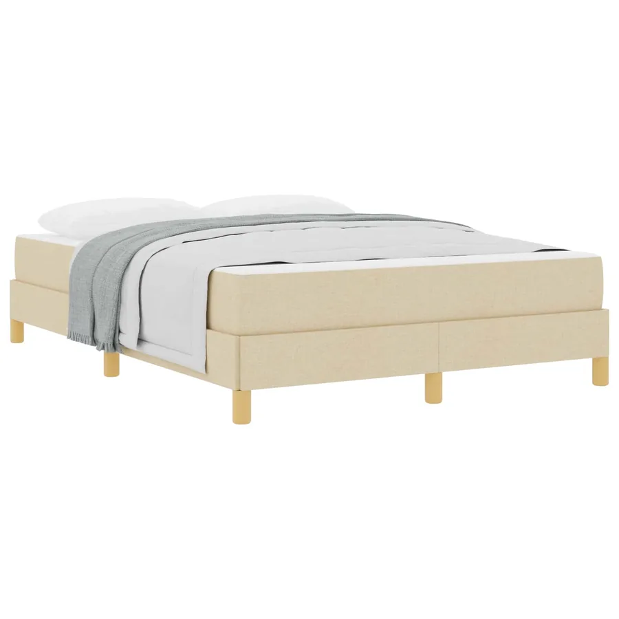 Lit à ressorts avec matelas Crème 140 x 190 cm tissu - 2