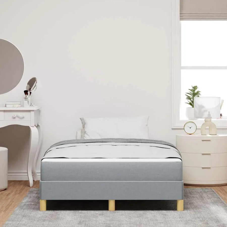 Lit à ressorts avec matelas Gris clair 120 x 200 cm tissu - 3