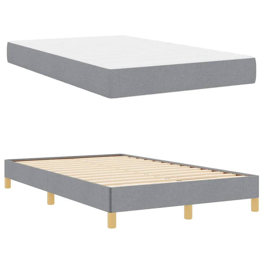 Lit à ressorts avec matelas Gris clair 120 x 200 cm tissu - 5