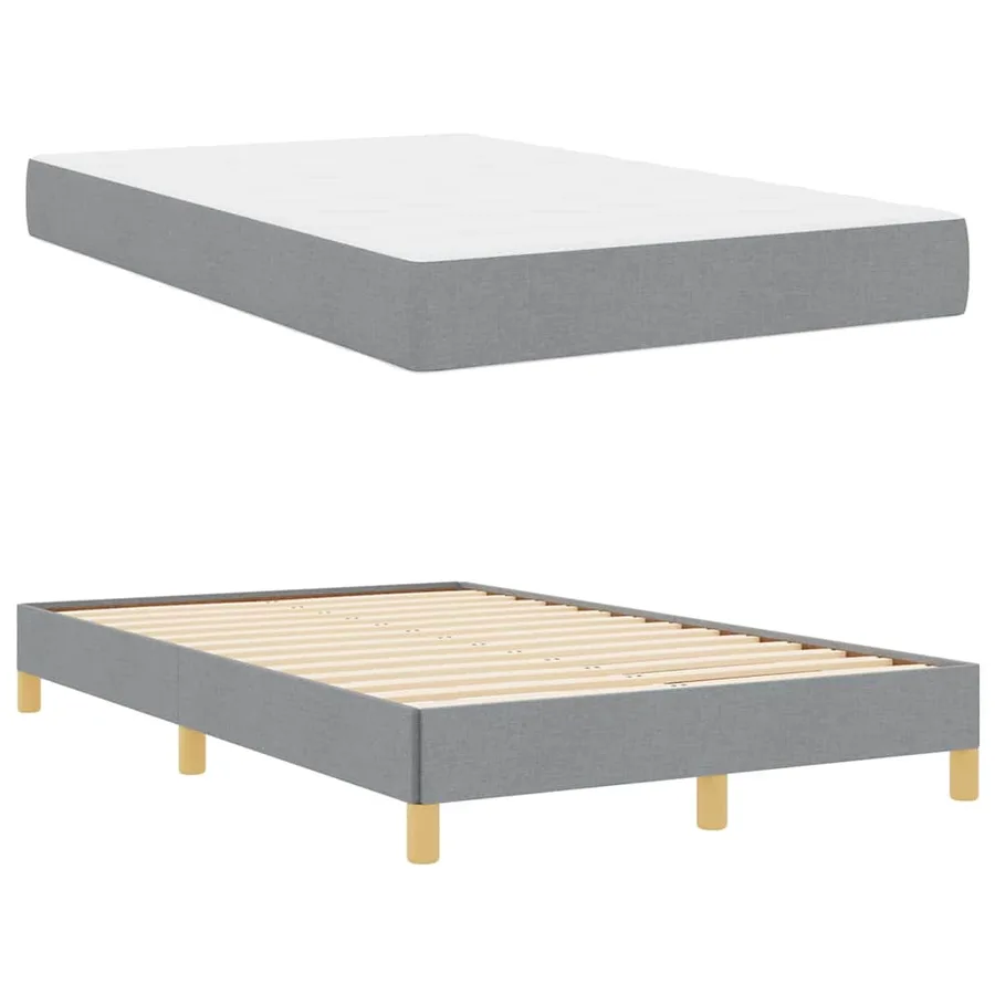 Lit à ressorts avec matelas Gris clair 120 x 200 cm tissu - 6