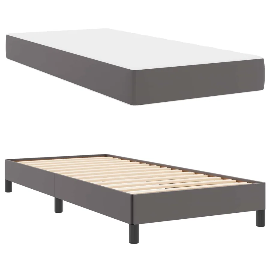 Cadre de lit avec matelas Gris 90 x 190 cm tissu - 5