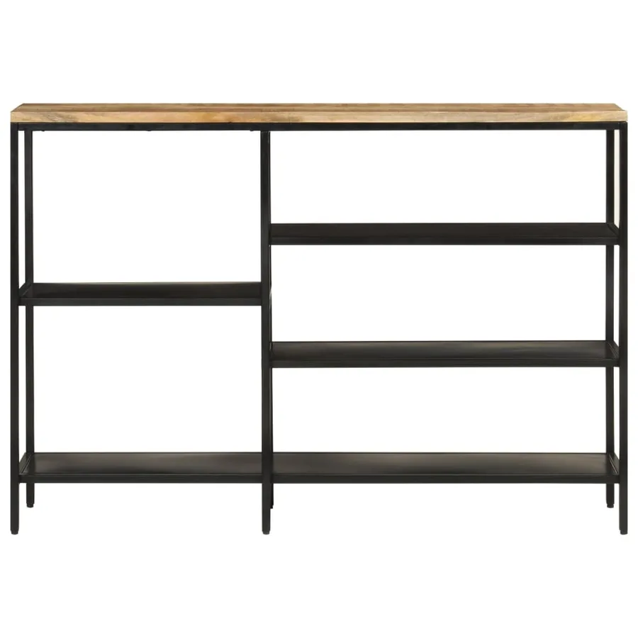 Table console 110x30x75 cm bois de manguier massif brut et fer - 2
