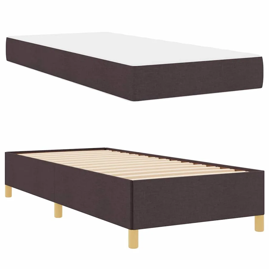 Cadre de lit avec matelas Marron foncé 90 x 200 cm tissu - 6