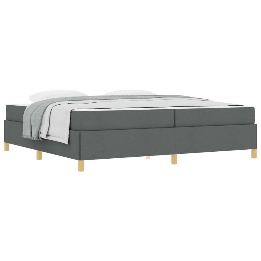 Cadre de lit avec matelas Gris foncé 200 x 200 cm tissu - 2