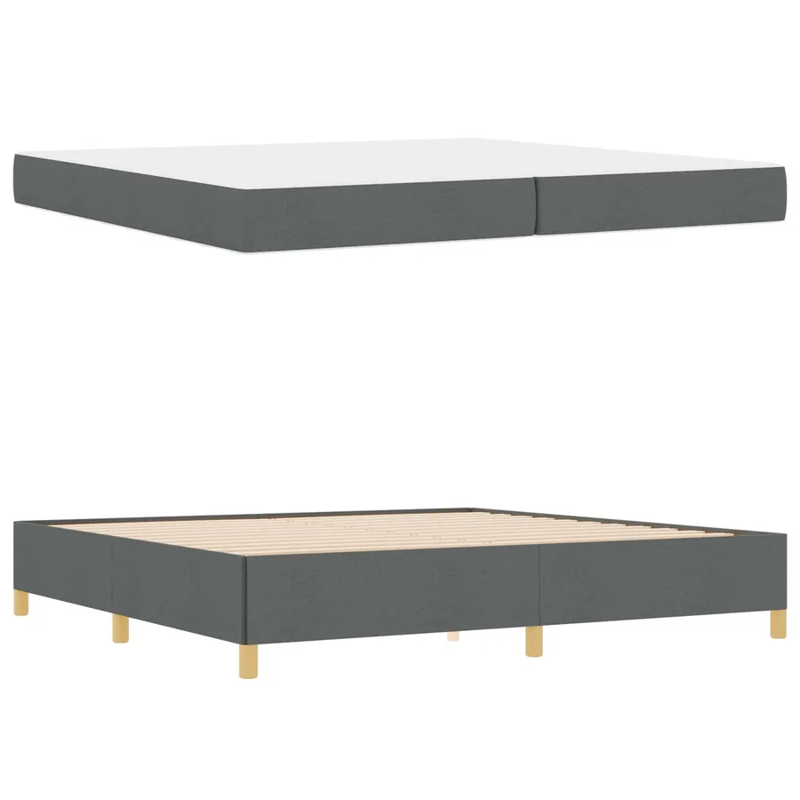 Cadre de lit avec matelas Gris foncé 200 x 200 cm tissu - 5