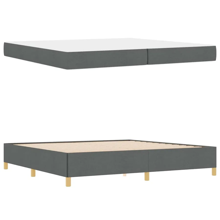 Cadre de lit avec matelas Gris foncé 200 x 200 cm tissu - 6