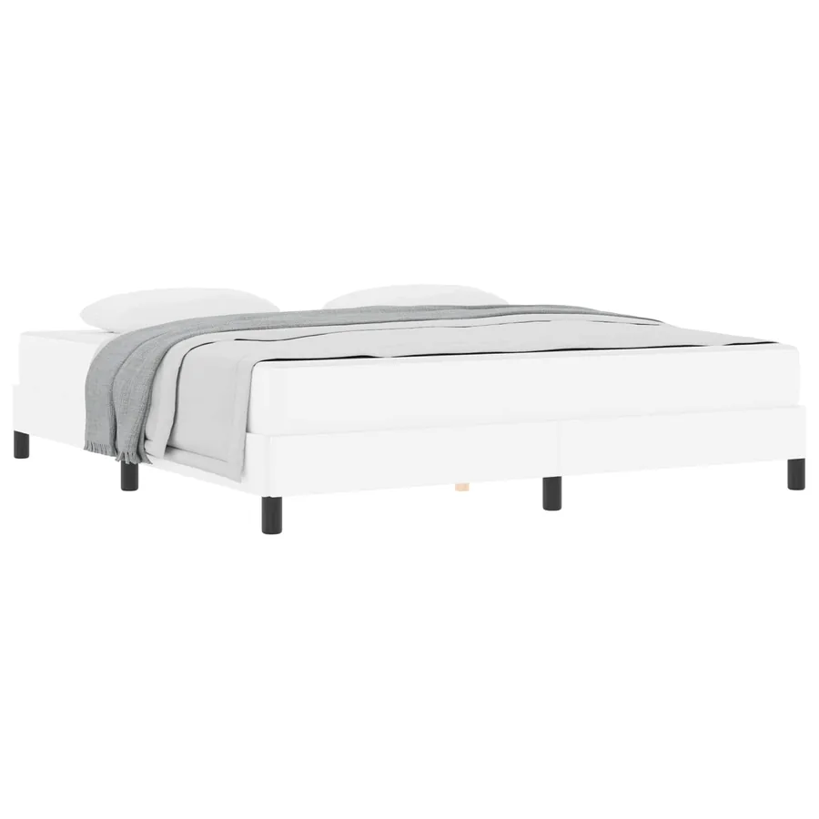 Cadre de lit avec matelas Blanc pur 180 x 200 cm tissu - 2