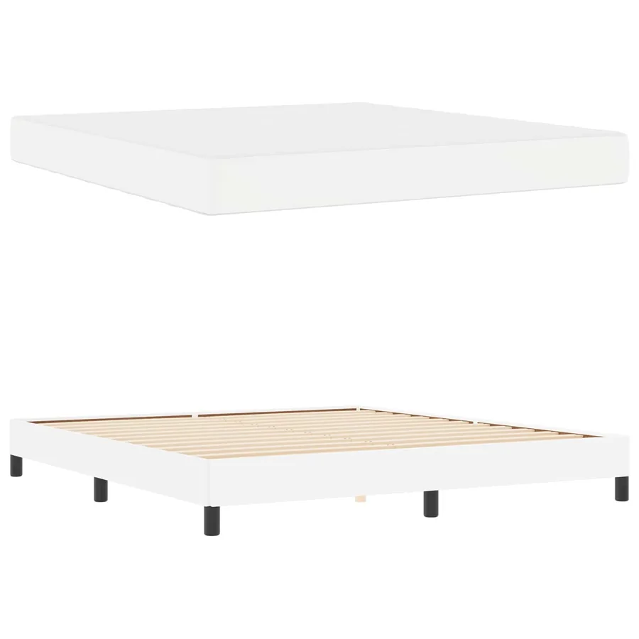 Cadre de lit avec matelas Blanc pur 180 x 200 cm tissu - 5