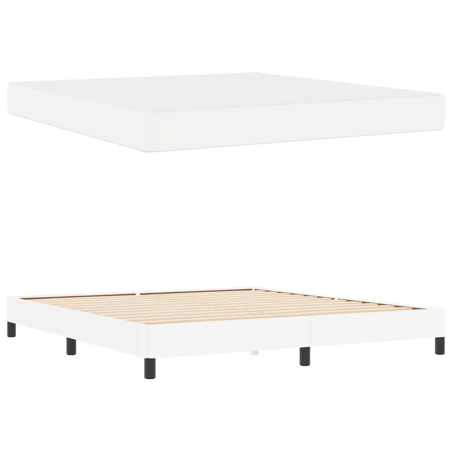 Cadre de lit avec matelas Blanc pur 180 x 200 cm tissu - 6