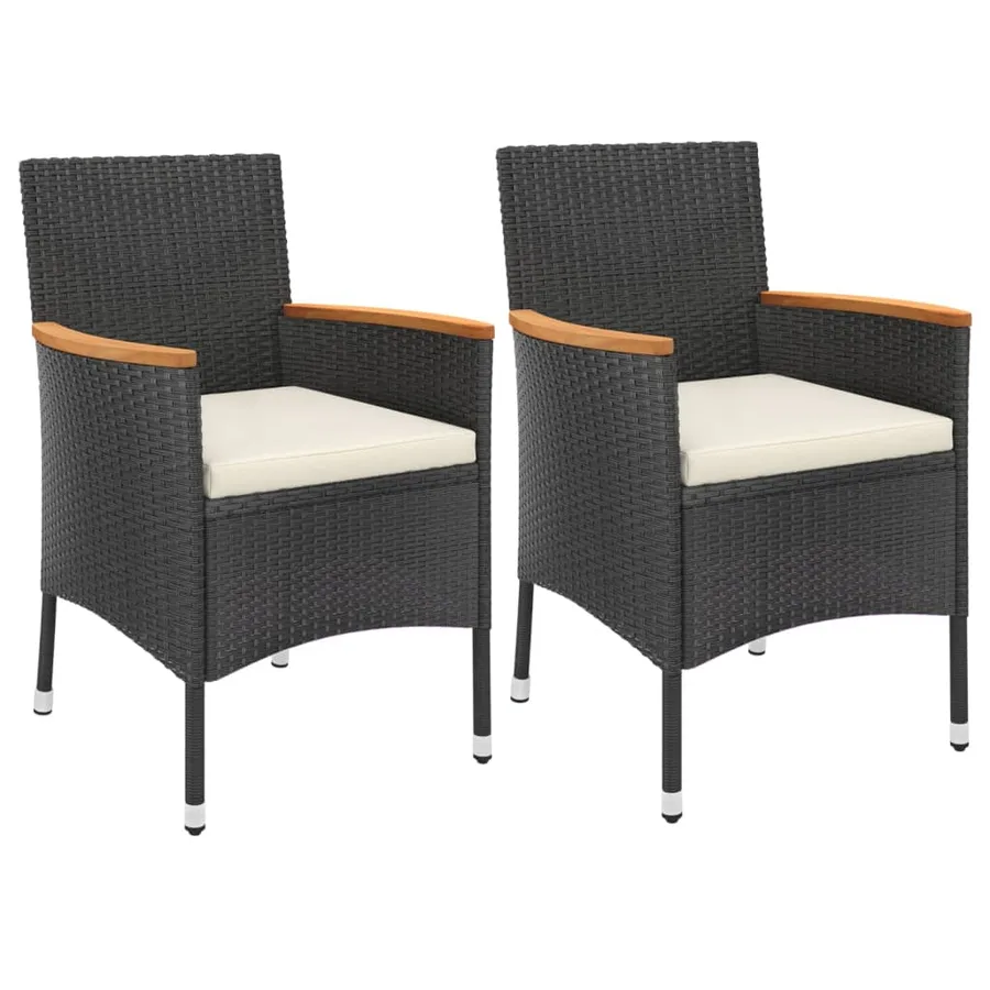 Ensemble de bistro de jardin 3 pcs coussins noir poly rotin - 3