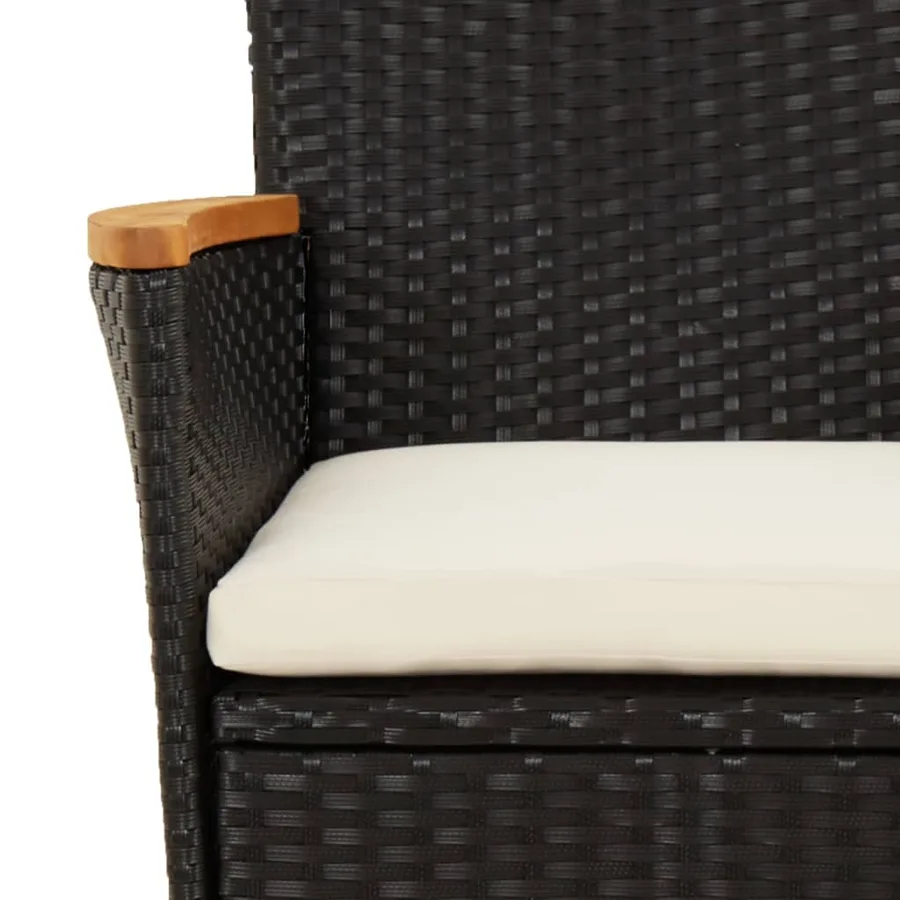 Ensemble de bistro de jardin 3 pcs coussins noir poly rotin - 6