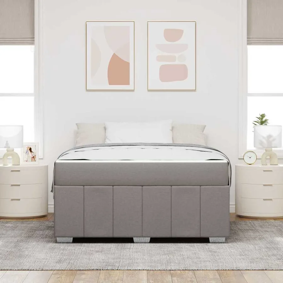 Cadre de lit avec matelas Taupe 140 x 200 cm tissu - 3