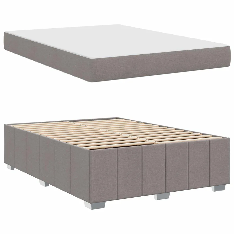 Cadre de lit avec matelas Taupe 140 x 200 cm tissu - 5