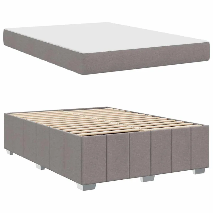 Cadre de lit avec matelas Taupe 140 x 200 cm tissu - 6
