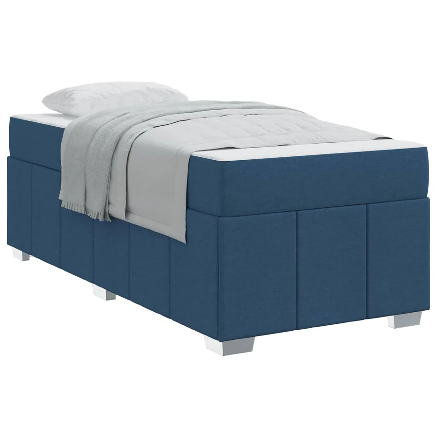 Cadre de lit avec matelas Bleu 100 x 200 cm tissu - 2