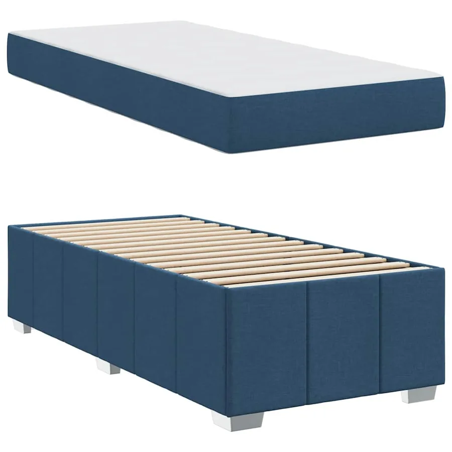 Cadre de lit avec matelas Bleu 100 x 200 cm tissu - 6