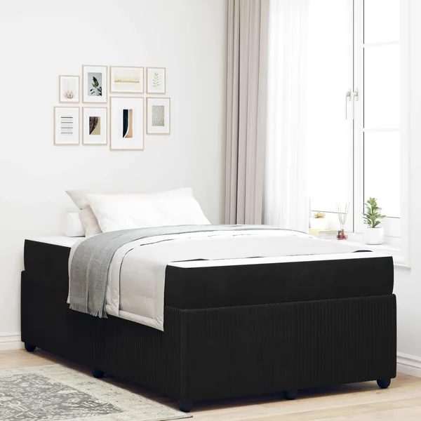 Cadre de lit avec matelas Noir 120 x 200 cm tissu