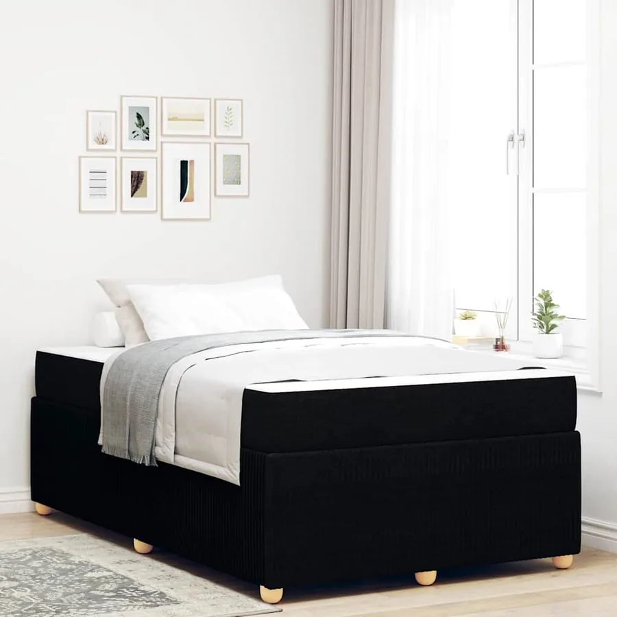 Cadre de lit avec matelas Noir 120 x 200 cm tissu
