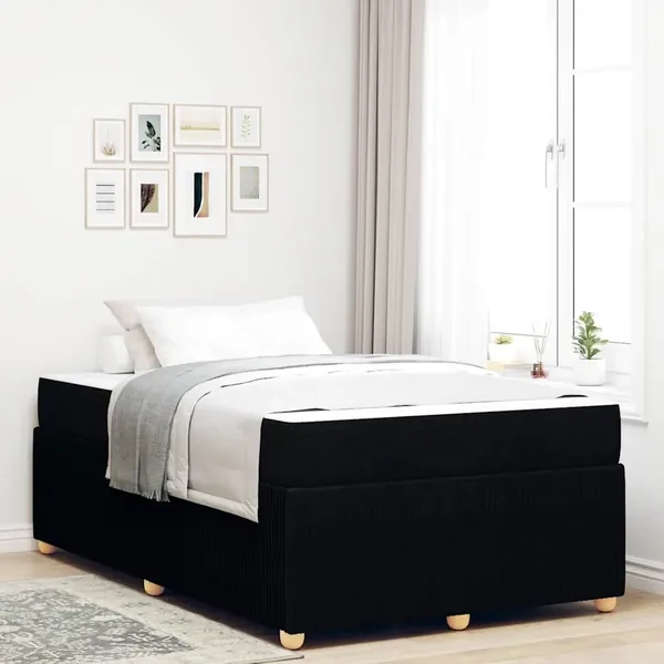 Cadre de lit avec matelas Noir 120 x 200 cm tissu