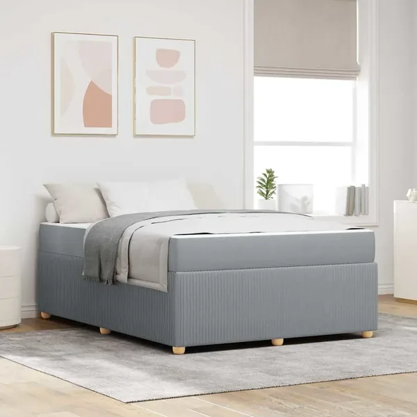 Cadre de lit avec matelas Gris clair 160 x 200 cm tissu