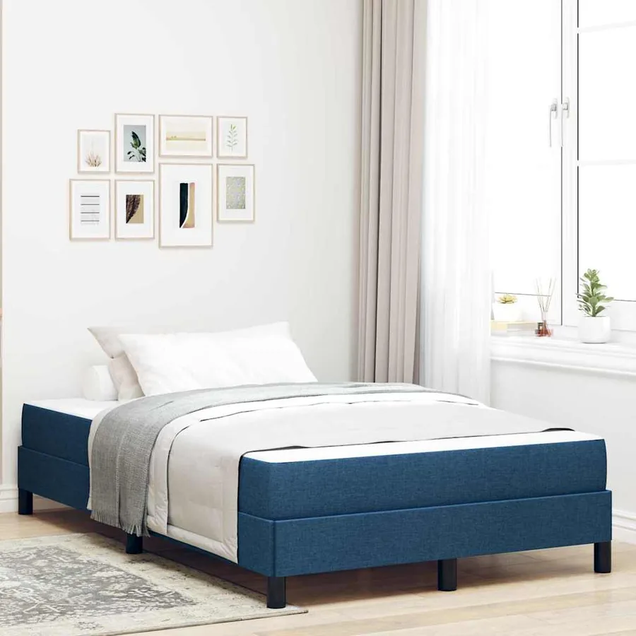 Lit à ressorts avec matelas Bleu 120 x 200 cm tissu