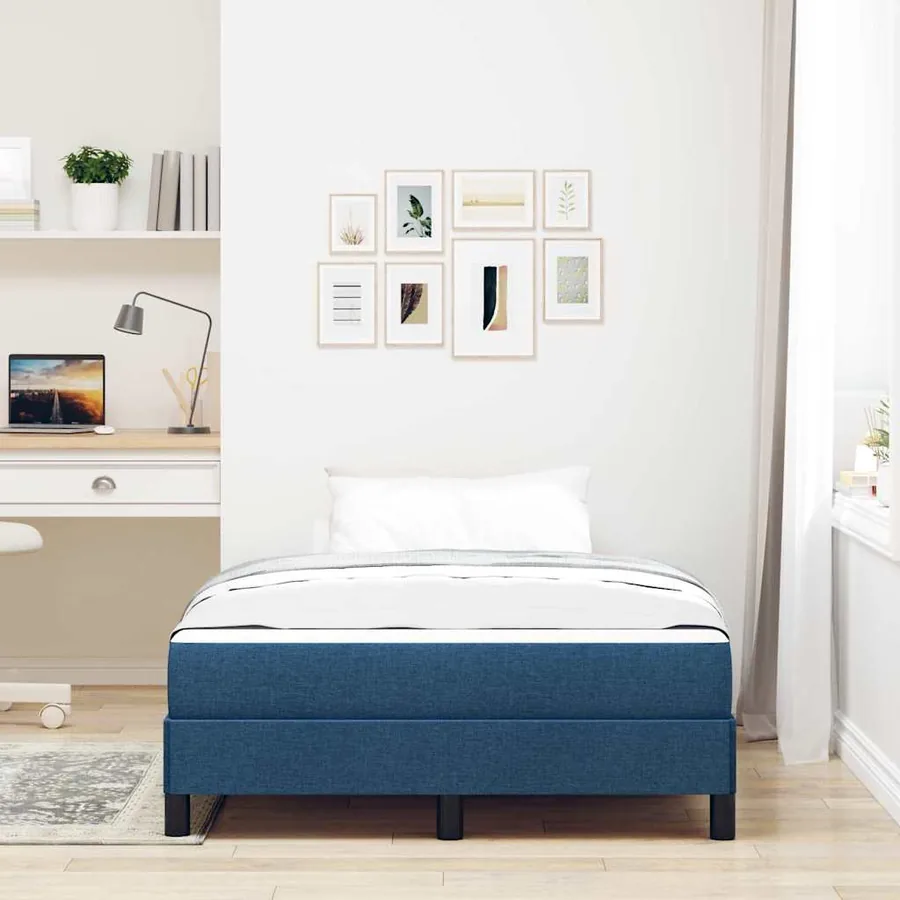 Lit à ressorts avec matelas Bleu 120 x 200 cm tissu - 3