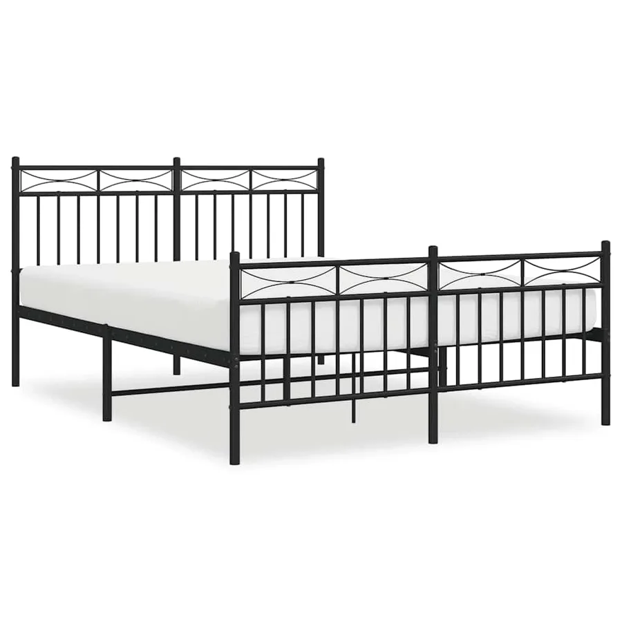 Cadre de lit métal sans matelas avec pied de lit noir 135x190cm - 2