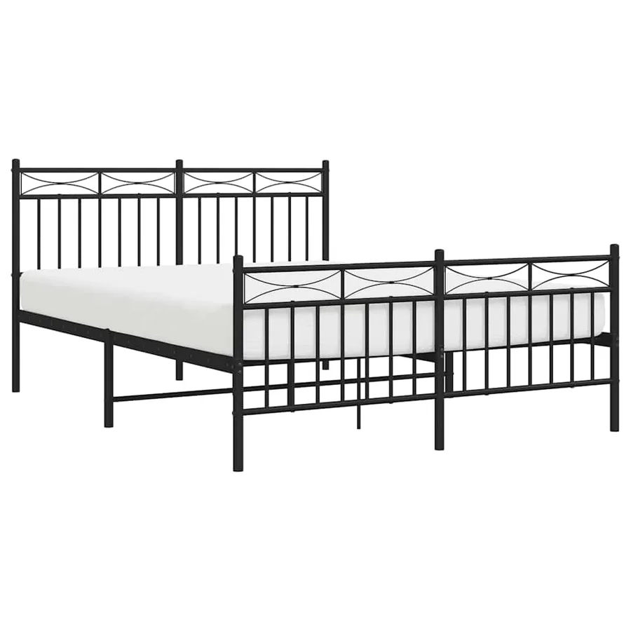 Cadre de lit métal sans matelas avec pied de lit noir 135x190cm - 4