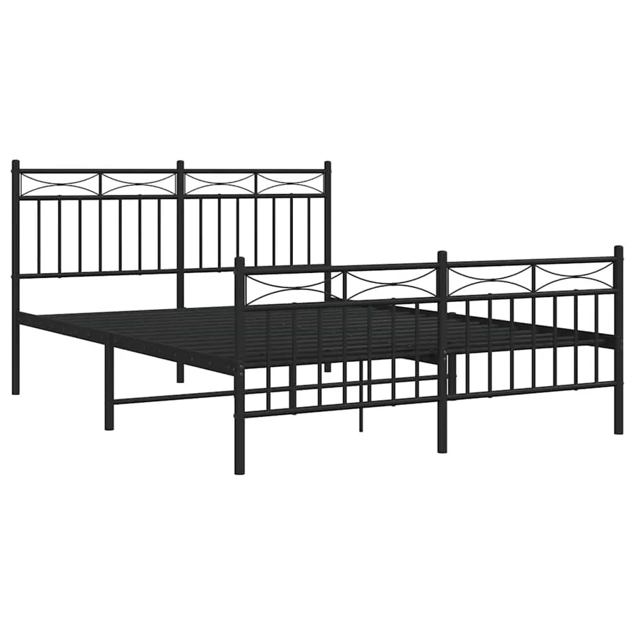 Cadre de lit métal sans matelas avec pied de lit noir 135x190cm - 5