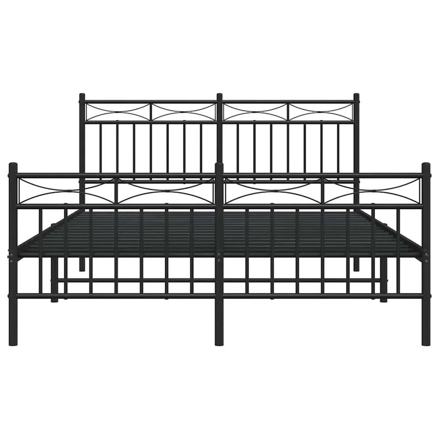 Cadre de lit métal sans matelas avec pied de lit noir 135x190cm - 6
