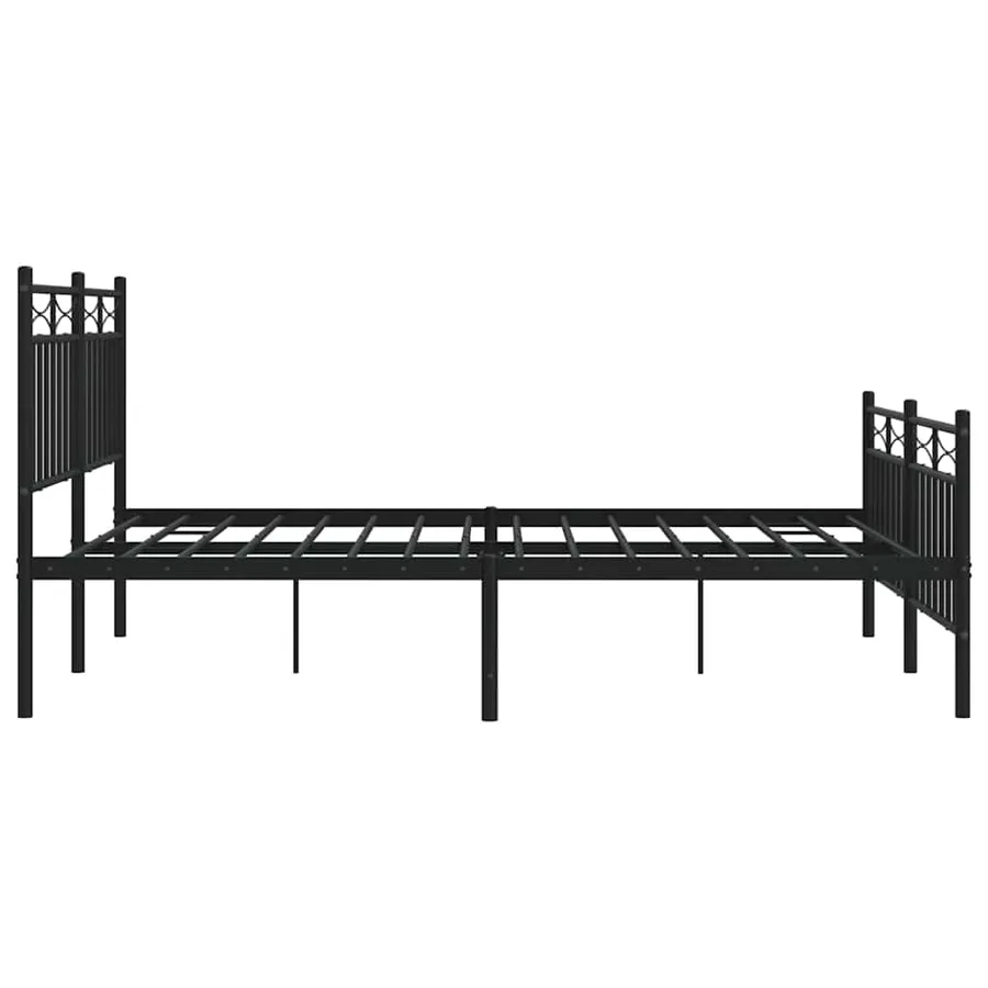 Cadre de lit métal sans matelas avec pied de lit noir 135x190cm - 7