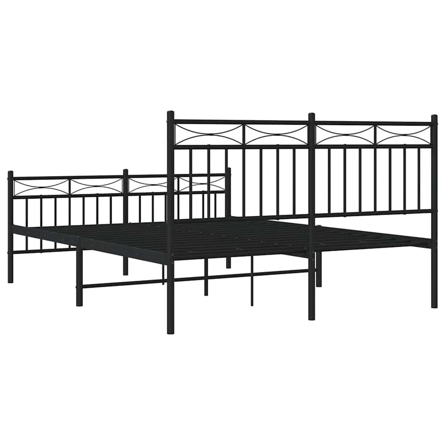 Cadre de lit métal sans matelas avec pied de lit noir 135x190cm - 8