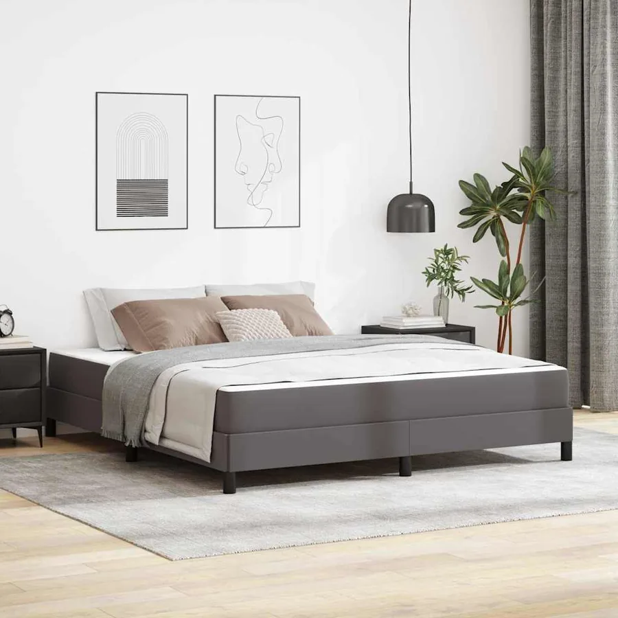 Cadre de lit avec matelas Gris 180 x 200 cm tissu