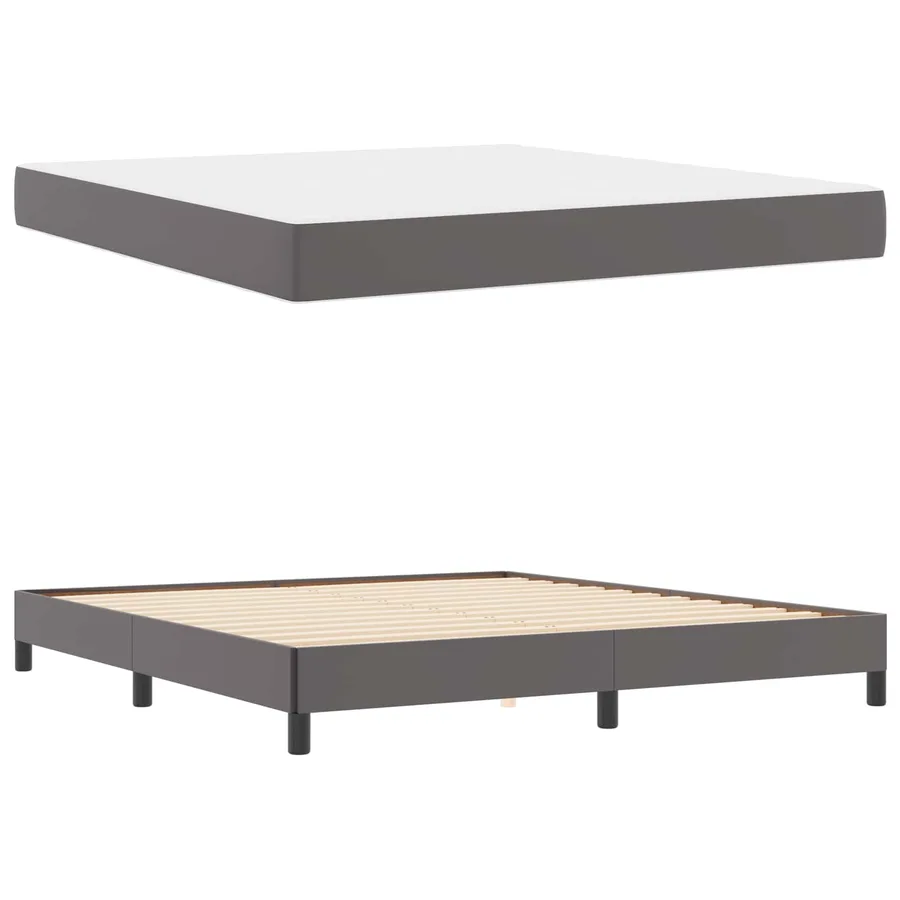 Cadre de lit avec matelas Gris 180 x 200 cm tissu - 5