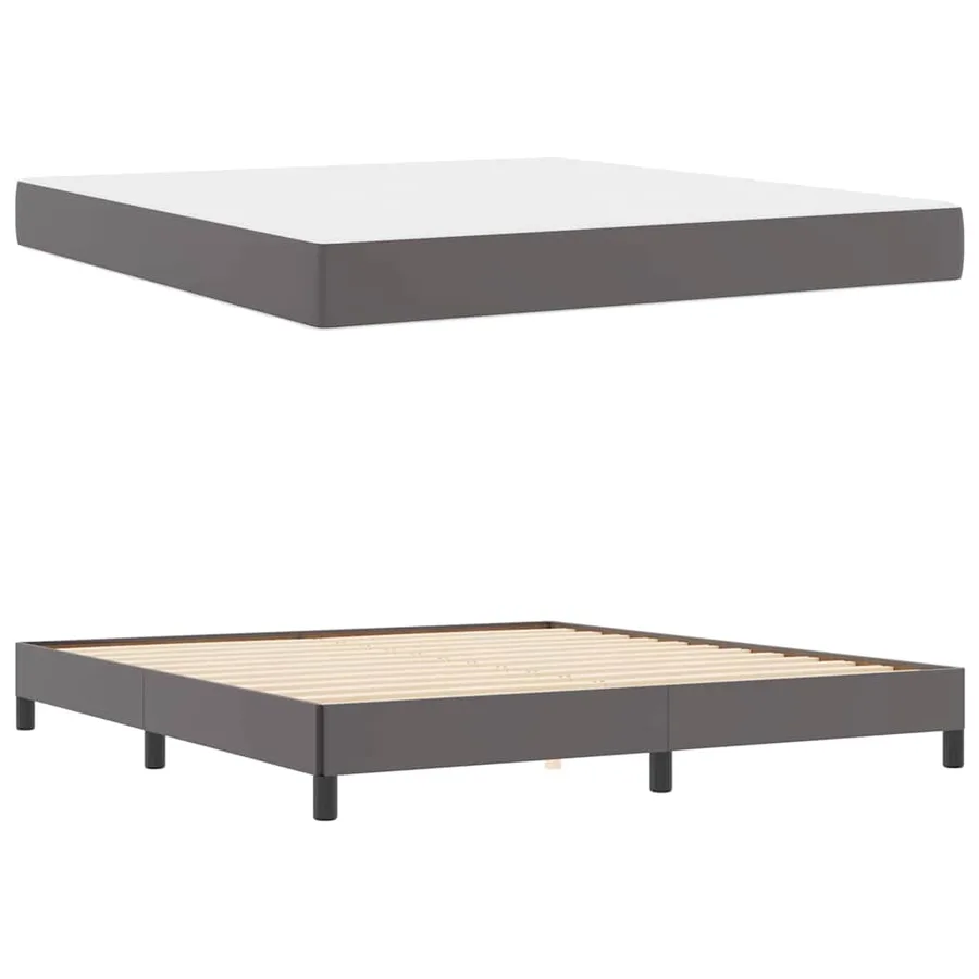 Cadre de lit avec matelas Gris 180 x 200 cm tissu - 6