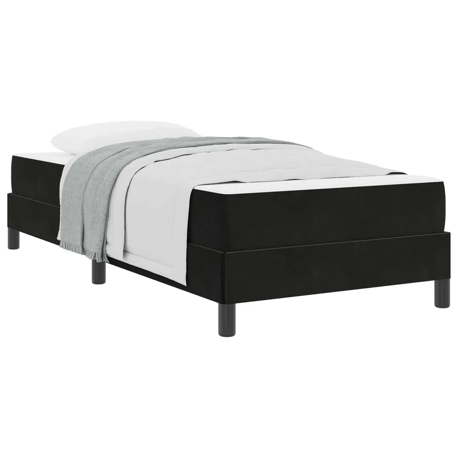 Lit à ressorts avec matelas Noir 100 x 200 cm tissu - 2