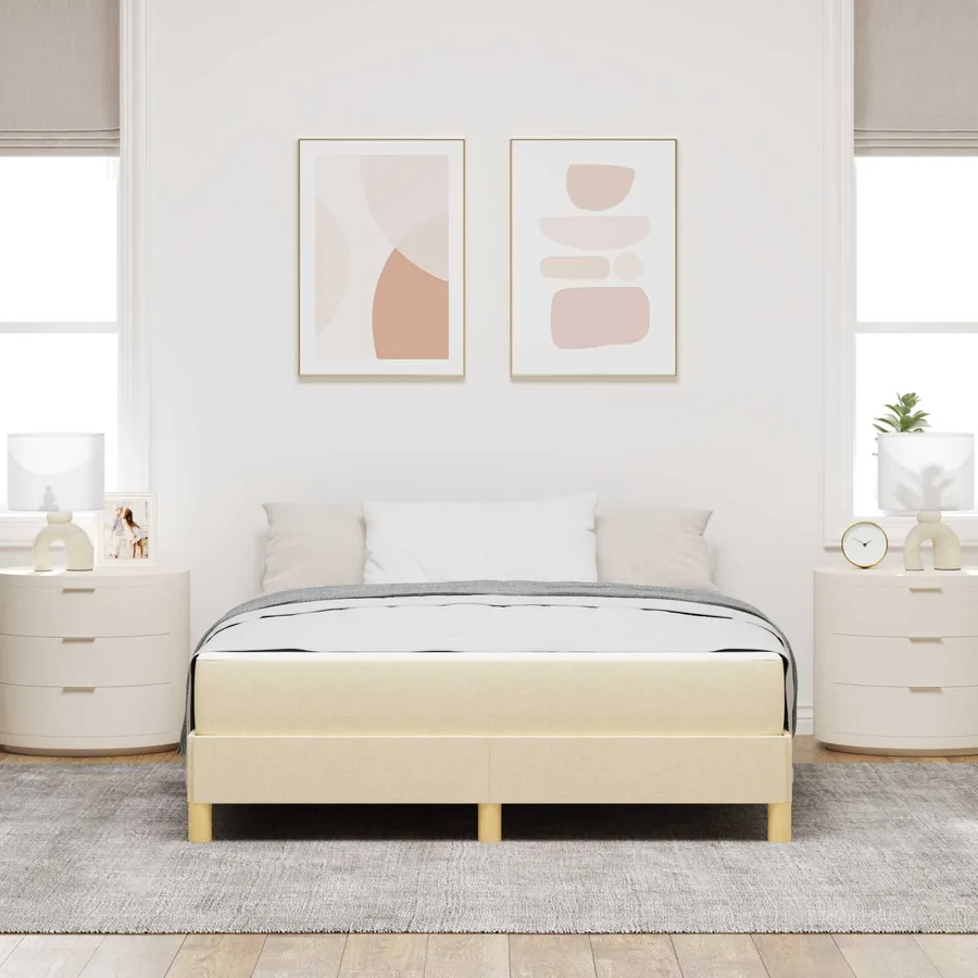 Lit à ressorts avec matelas Crème 140 x 200 cm tissu - 4