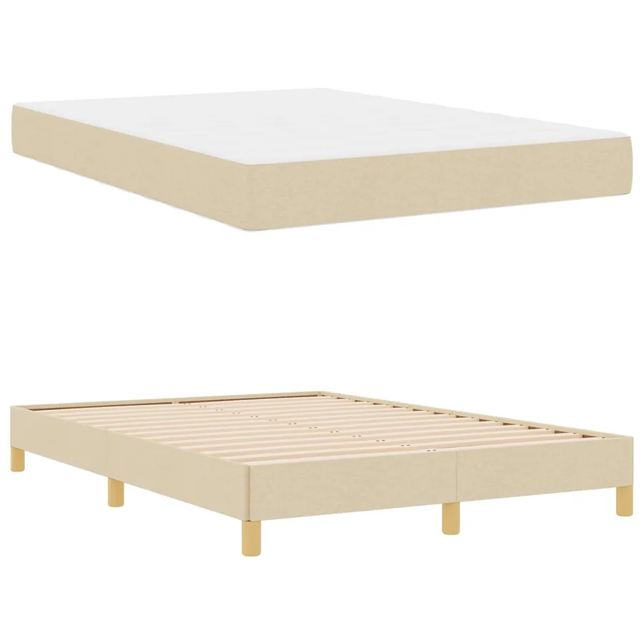Lit à ressorts avec matelas Crème 140 x 200 cm tissu - 5